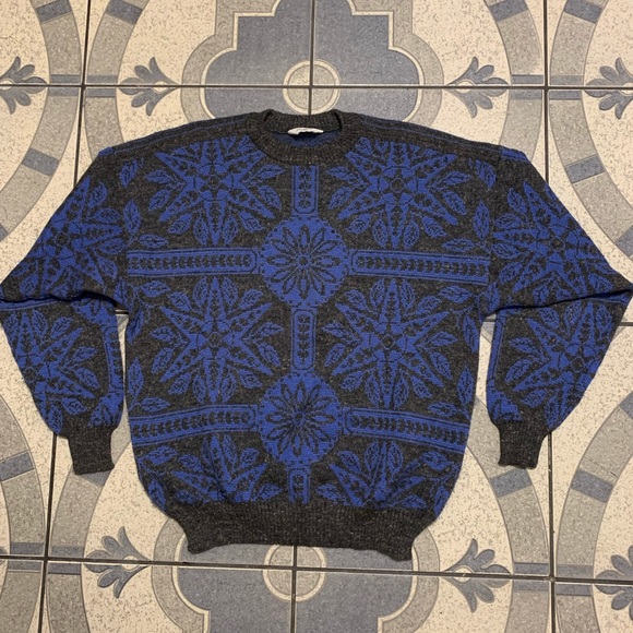 Vintage Virgin Wool Geo Snowflake Crewneck Sweater - Picture 1 of 5